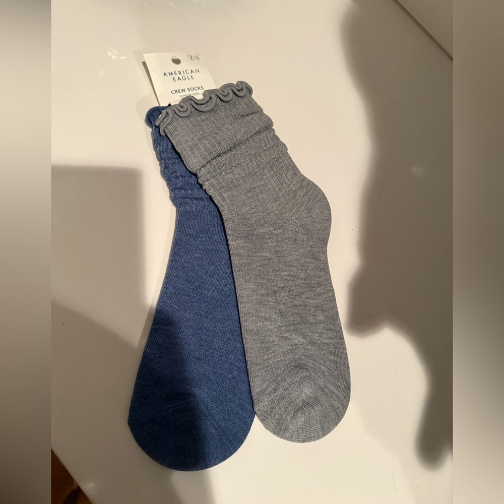 American eagle crew socks two pack blue & grey ruffle top BNWT